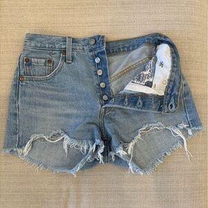 Levi 501 high waisted denim shorts